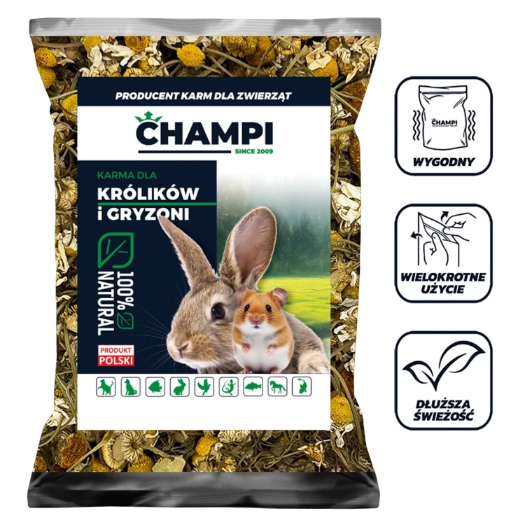 Kwiat rumianku 100g karma dodatek dla gryzoni królików świnki zioła CHAMPI