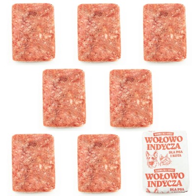 Mięso mrożone dla psa WOŁOWO - INDYCZE kostka b/k bez kości 28kg BARF