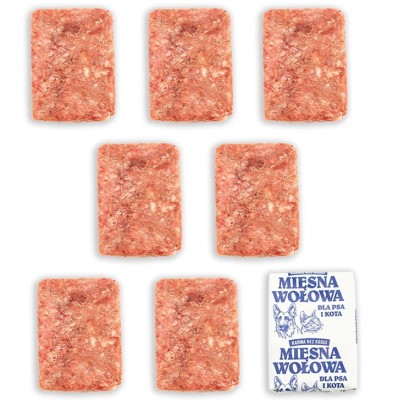 Mięso mrożone dla psa wołowe bez kości kostka 20kg BARF wołowina