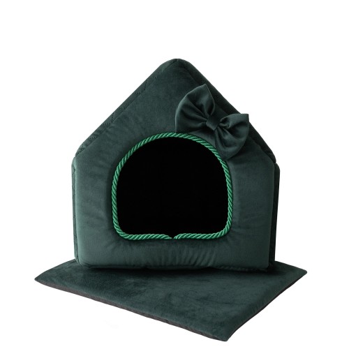 Royal Deluxe R:3 ekskluzywny domek legowisko BUTELKOWA ZIELEŃ 47x43cm L
