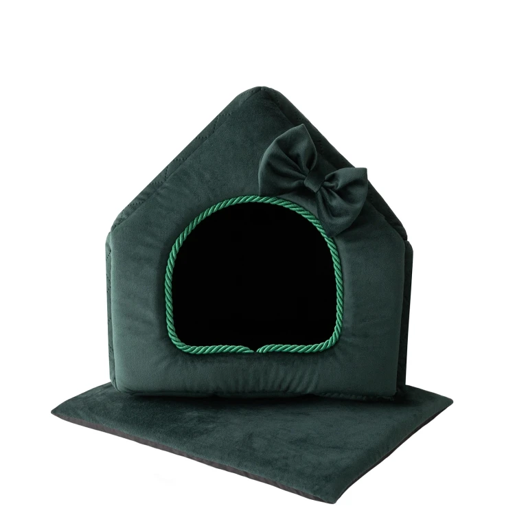 Royal Deluxe R:3 ekskluzywny domek legowisko BUTELKOWA ZIELEŃ 47x43cm L