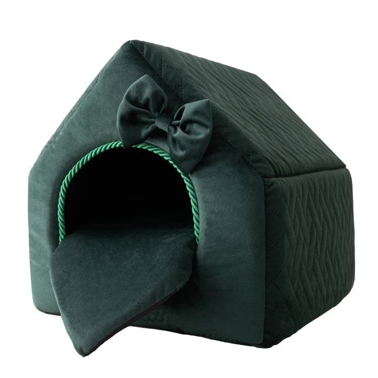 Royal Deluxe R:2 ekskluzywny domek legowisko BUTELKOWA ZIELEŃ 44x37cm M