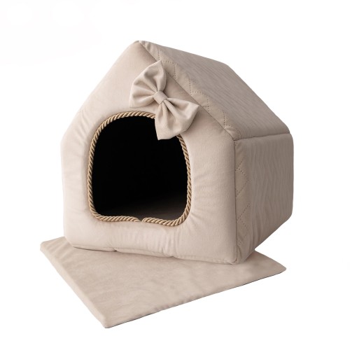 Royal Deluxe R:2 ekskluzywny domek legowisko posłanie ŚMIETANKOWY 44x37cm M