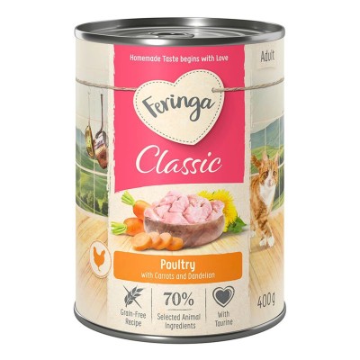 Mokra karma dla kota FERINGA CLASSIC DROBIOWA puszka drób 400g bez zbóż