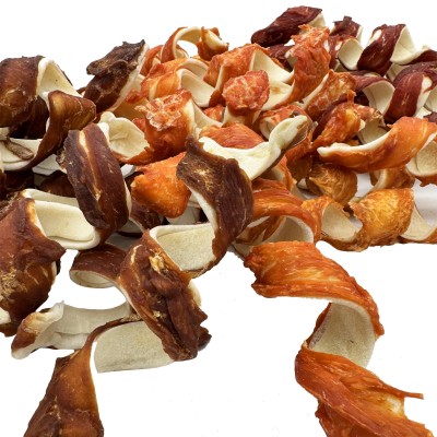 800g gryzak ŚWIDERKI skóra wołowa mięso kaczki drób twardy przysmak CHAMPI