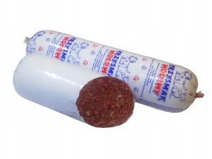 10x Kiełbasa PRZYSMAK WOŁOWY mięso karma dla psa 1kg dieta BARF
