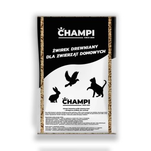 Żwirek drewniany Pellet z trociny jasny dla kotów 15kg Champi kuweta