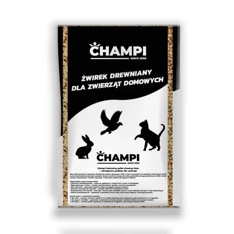 Kiti Champi Pellet żwirek drewniany jasny z trociny dla kotów 15kg kuweta
