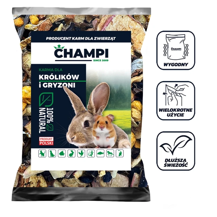 Karma dla królika świnki chomika OWOCOWY SAD 1kg gałązki owoce Champi
