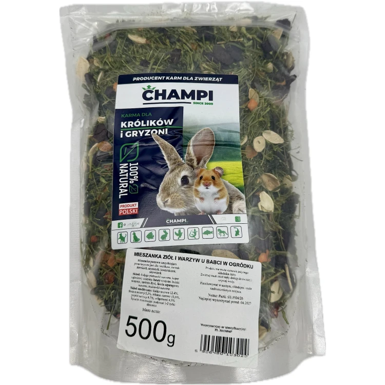 Karma dla królika U BABCI W OGRÓDKU warzywa dla świnki chomika 200g Champi