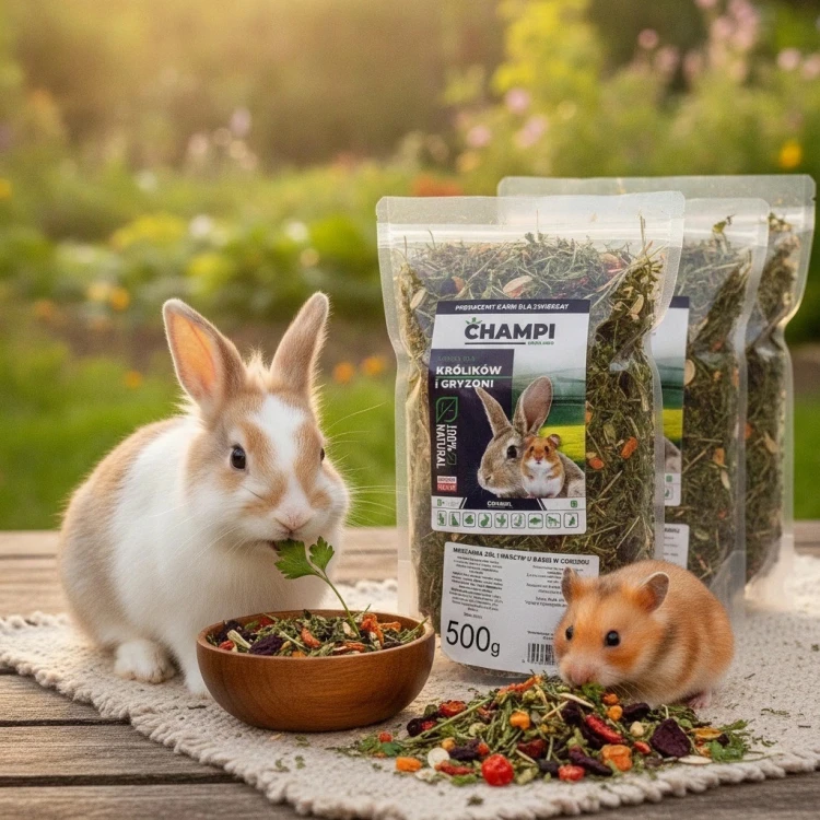 Karma dla królika U BABCI W OGRÓDKU zioła dla świnki chomika 500g Champi