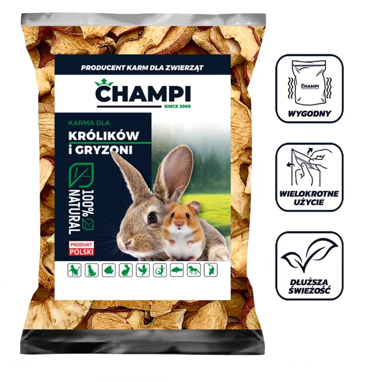 Jabłko suszone 500g PŁATEK karma dla gryzoni królika świnki owoce Champi