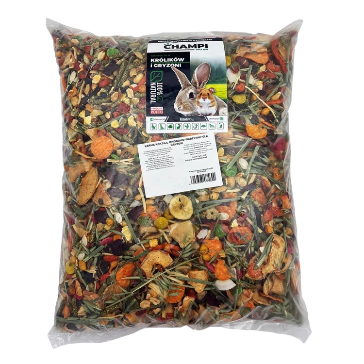 Karma dla GRYZONI królika świnki owoce i warzywa zioła 2kg KOKTAJL Champi