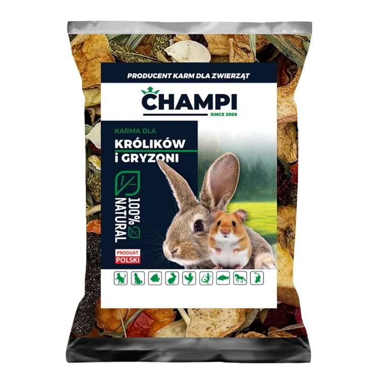 Karma dla GRYZONI królika świnki owoce i warzywa zioła 2kg KOKTAJL Champi