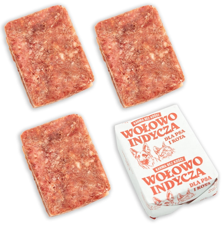 Mięso mrożone dla psa wołowo - indycze kostka b/k bez kości 1kg BARF