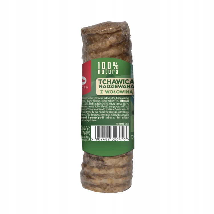 Gryzak dla psa tchawica nadziewana wołowiną 120g ekologiczna Maced