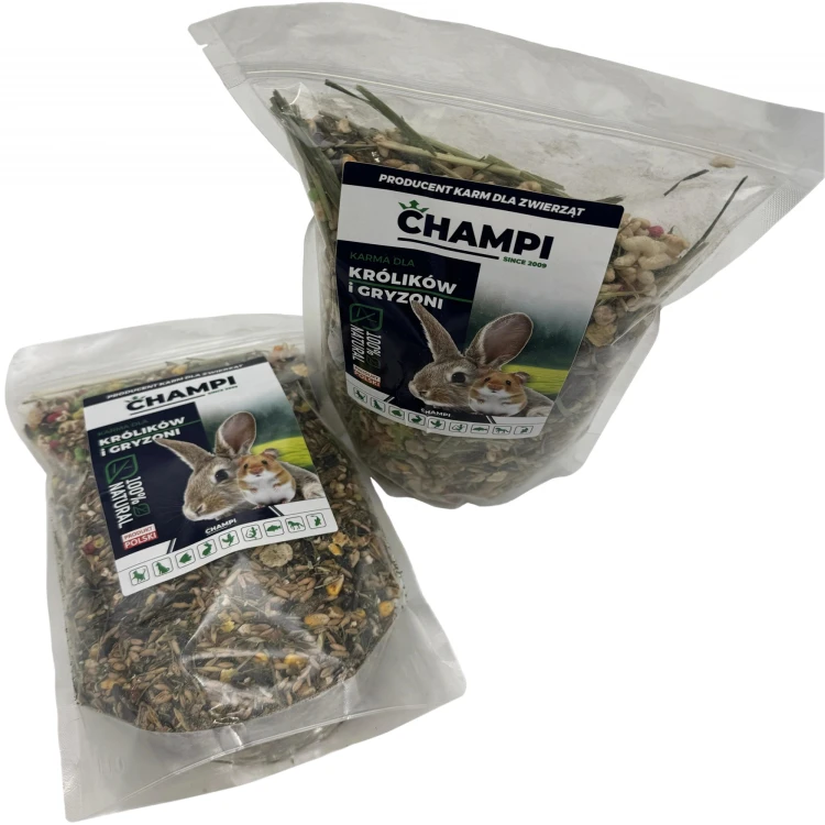 Karma dla królika NATURALNY 1kg Pokarm dla świnki gryzoni mieszanka Champi