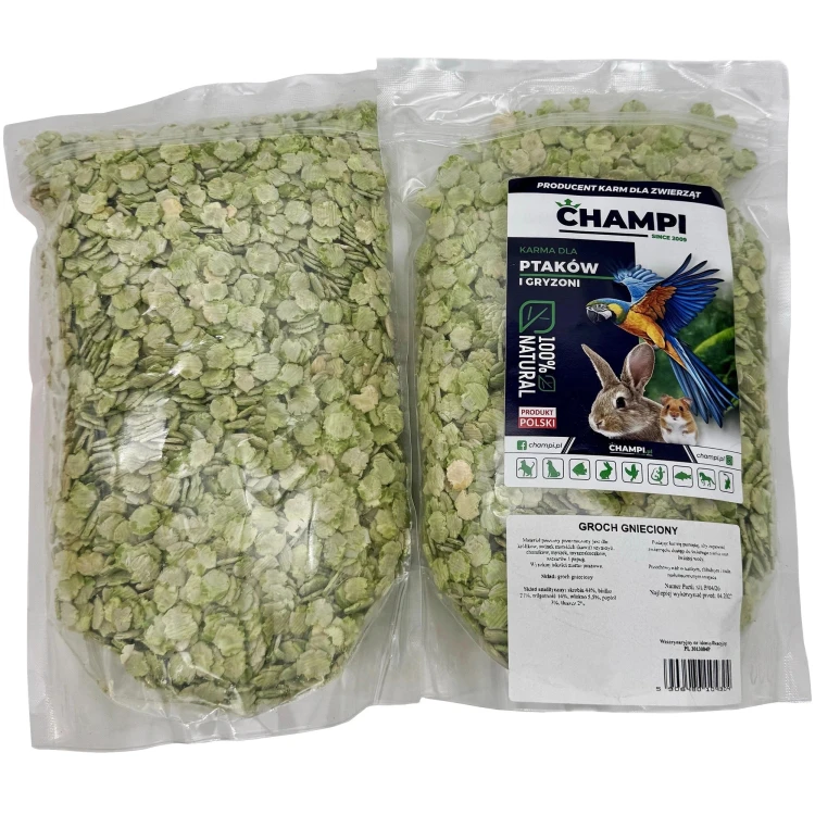 Groch Gnieciony 1kg płatek mikronizowany karma dla świnki gryzoni CHAMPI